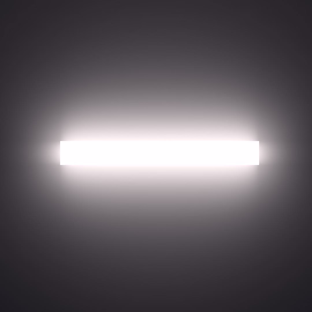 A horizontal bar of white light glowing in a dark grey haze.